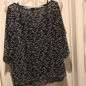 Worthington black/white blouse w/cami, size L